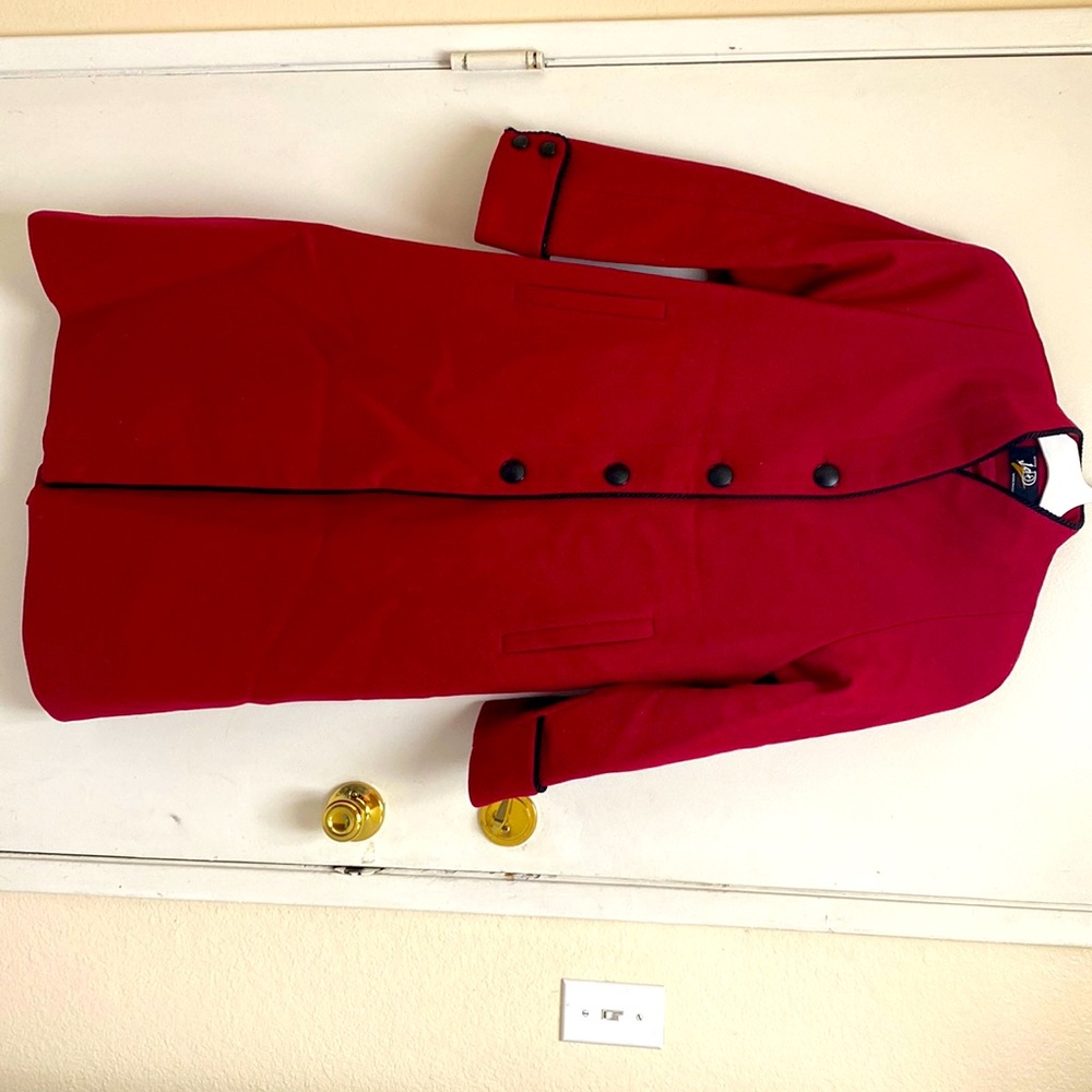 J and D red long coat wearing once time